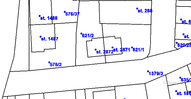 Parcela st. 2872 v KÚ Blansko, Katastrální mapa