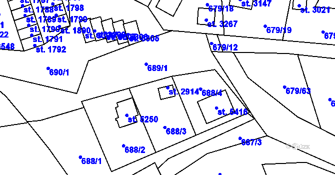 Parcela st. 2914 v KÚ Blansko, Katastrální mapa