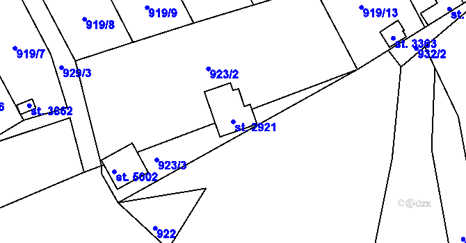 Parcela st. 2921 v KÚ Blansko, Katastrální mapa