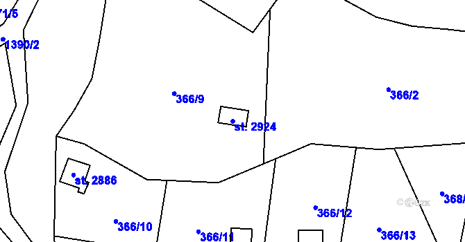 Parcela st. 2924 v KÚ Blansko, Katastrální mapa