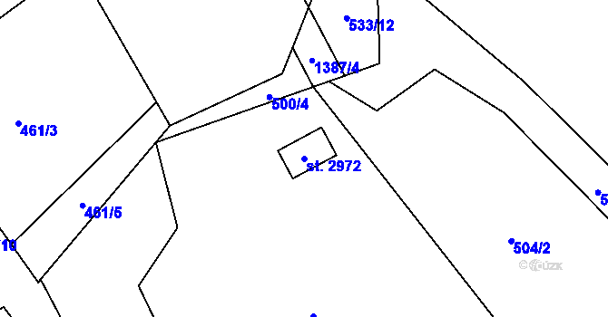 Parcela st. 2972 v KÚ Blansko, Katastrální mapa