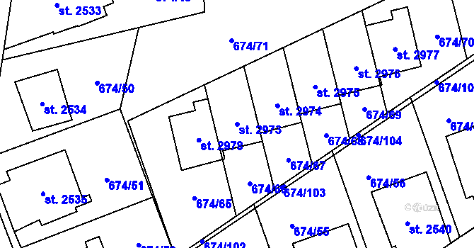 Parcela st. 2973 v KÚ Blansko, Katastrální mapa
