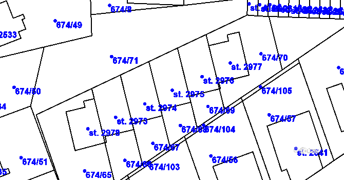 Parcela st. 2975 v KÚ Blansko, Katastrální mapa