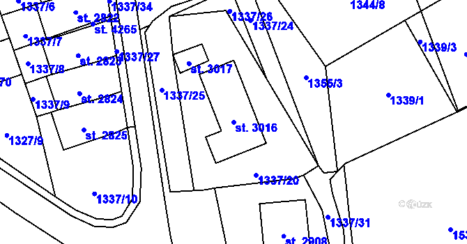 Parcela st. 3016 v KÚ Blansko, Katastrální mapa