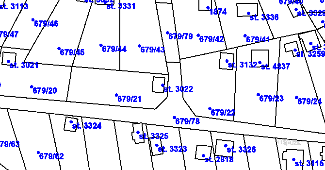 Parcela st. 3022 v KÚ Blansko, Katastrální mapa