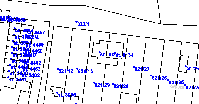 Parcela st. 3029 v KÚ Blansko, Katastrální mapa
