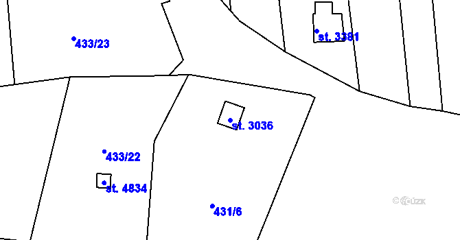 Parcela st. 3036 v KÚ Blansko, Katastrální mapa