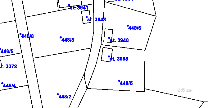 Parcela st. 3055 v KÚ Blansko, Katastrální mapa