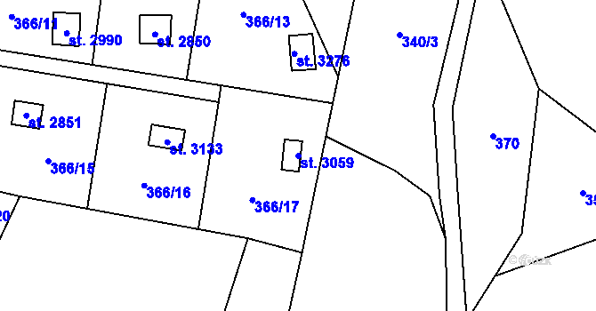 Parcela st. 3059 v KÚ Blansko, Katastrální mapa