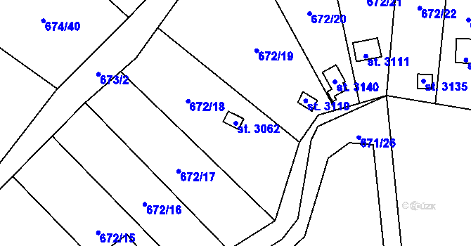 Parcela st. 3062 v KÚ Blansko, Katastrální mapa