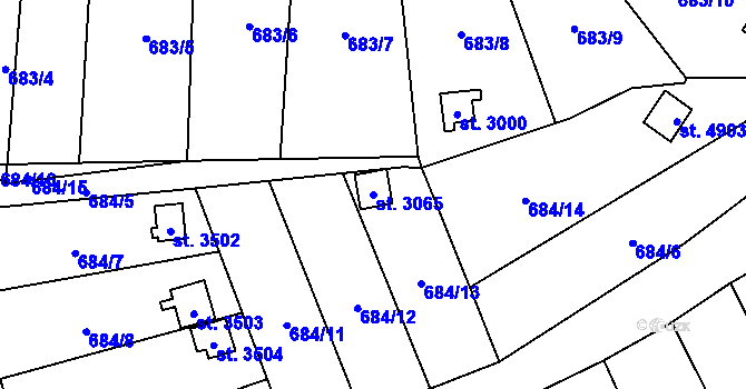 Parcela st. 3065 v KÚ Blansko, Katastrální mapa