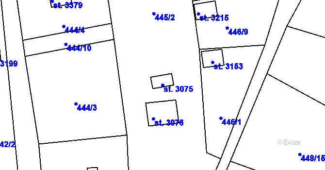 Parcela st. 3075 v KÚ Blansko, Katastrální mapa