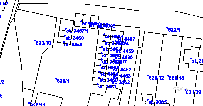 Parcela st. 3090 v KÚ Blansko, Katastrální mapa