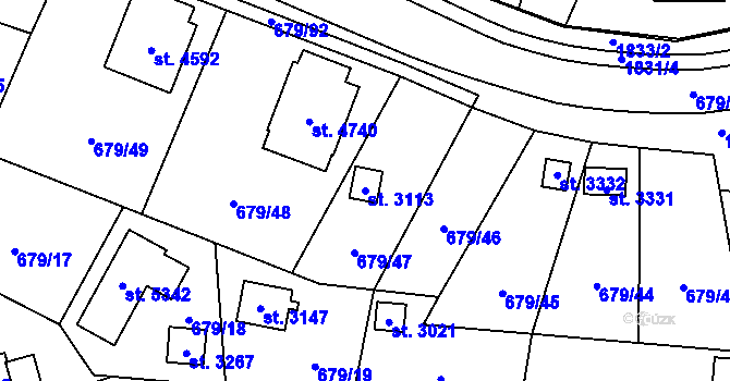 Parcela st. 3113 v KÚ Blansko, Katastrální mapa