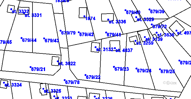 Parcela st. 3132 v KÚ Blansko, Katastrální mapa