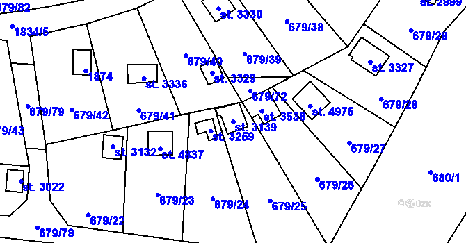 Parcela st. 3139 v KÚ Blansko, Katastrální mapa