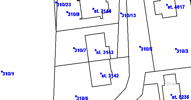 Parcela st. 3143 v KÚ Blansko, Katastrální mapa