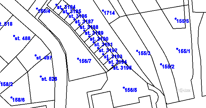 Parcela st. 3193 v KÚ Blansko, Katastrální mapa