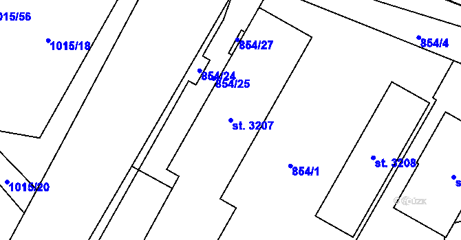 Parcela st. 3207 v KÚ Blansko, Katastrální mapa