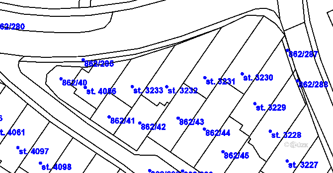 Parcela st. 3232 v KÚ Blansko, Katastrální mapa