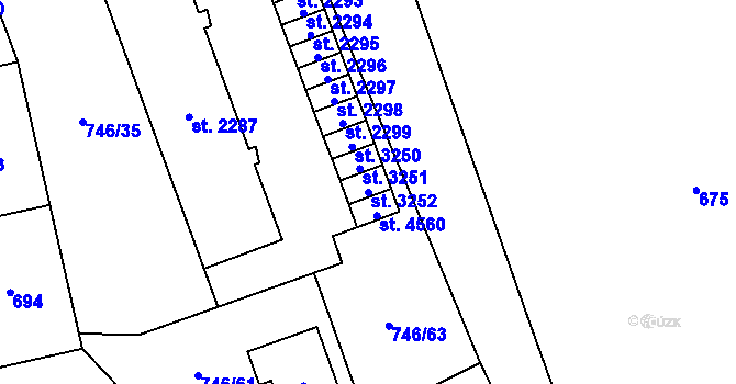 Parcela st. 3252 v KÚ Blansko, Katastrální mapa