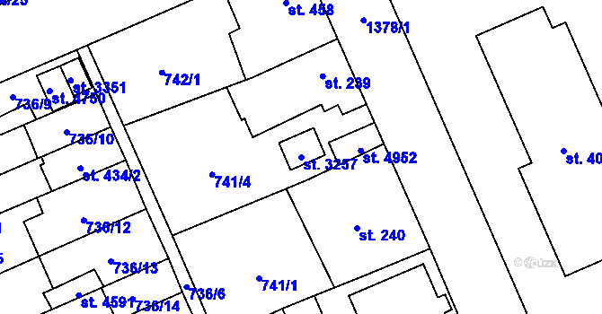 Parcela st. 3257 v KÚ Blansko, Katastrální mapa