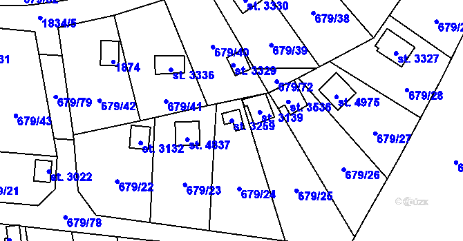 Parcela st. 3259 v KÚ Blansko, Katastrální mapa
