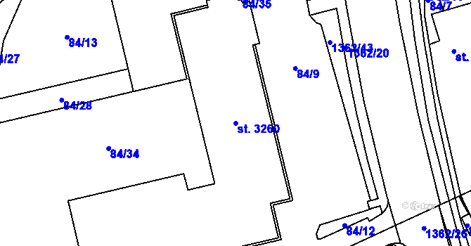 Parcela st. 3260 v KÚ Blansko, Katastrální mapa