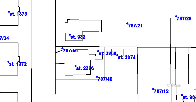 Parcela st. 3268 v KÚ Blansko, Katastrální mapa
