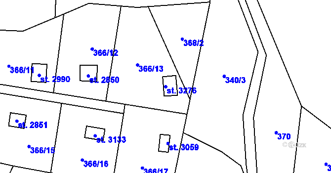 Parcela st. 3276 v KÚ Blansko, Katastrální mapa