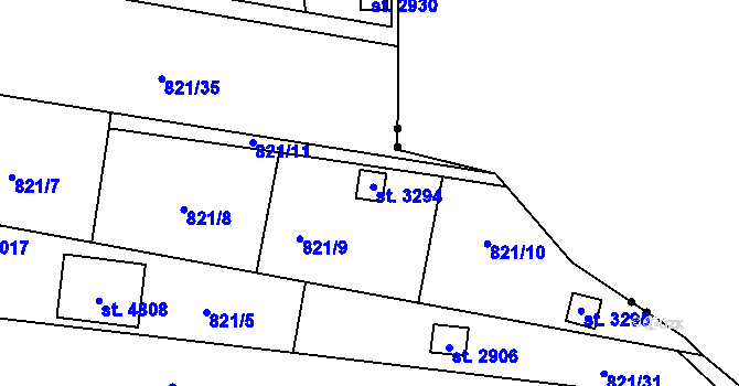 Parcela st. 3294 v KÚ Blansko, Katastrální mapa