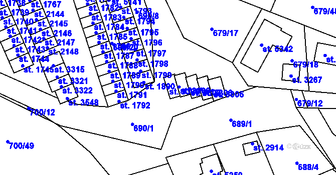 Parcela st. 3309 v KÚ Blansko, Katastrální mapa