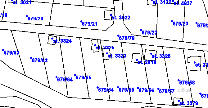 Parcela st. 3323 v KÚ Blansko, Katastrální mapa