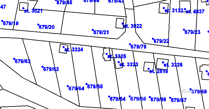 Parcela st. 3325 v KÚ Blansko, Katastrální mapa
