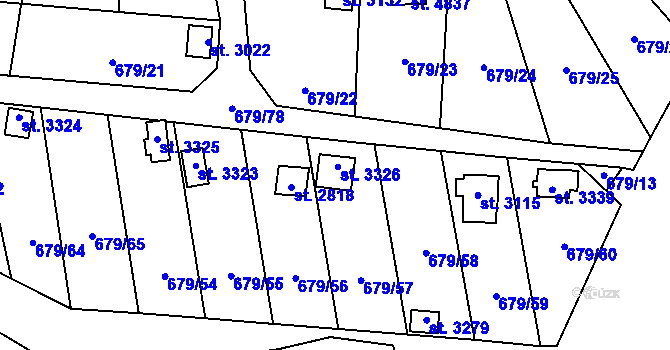 Parcela st. 3326 v KÚ Blansko, Katastrální mapa