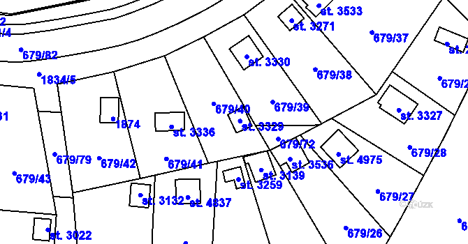 Parcela st. 3329 v KÚ Blansko, Katastrální mapa