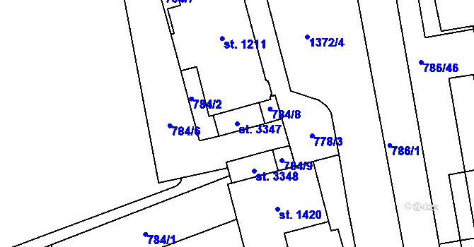 Parcela st. 3347 v KÚ Blansko, Katastrální mapa