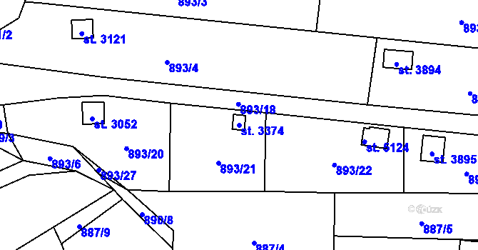 Parcela st. 3374 v KÚ Blansko, Katastrální mapa