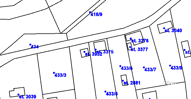 Parcela st. 3375 v KÚ Blansko, Katastrální mapa