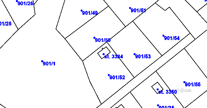 Parcela st. 3384 v KÚ Blansko, Katastrální mapa