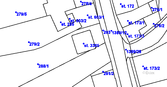Parcela st. 3385 v KÚ Blansko, Katastrální mapa