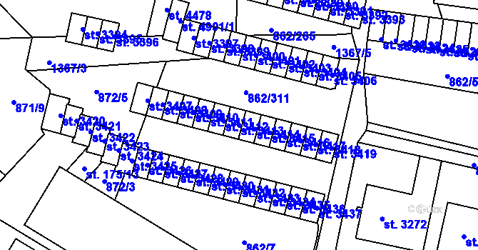 Parcela st. 3413 v KÚ Blansko, Katastrální mapa