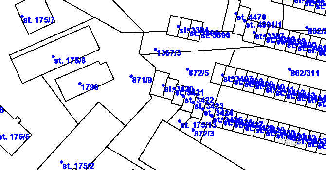 Parcela st. 3420 v KÚ Blansko, Katastrální mapa