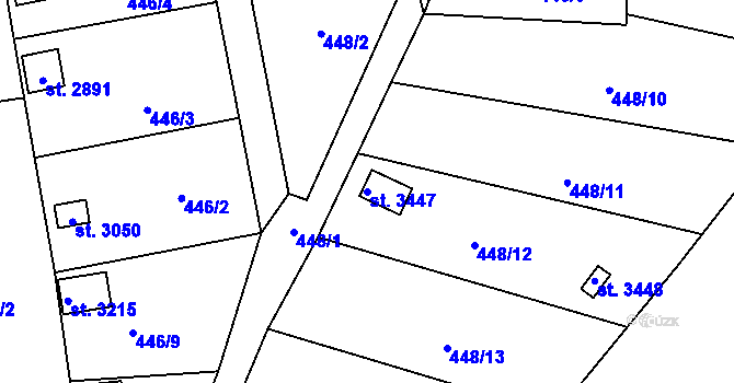 Parcela st. 3447 v KÚ Blansko, Katastrální mapa