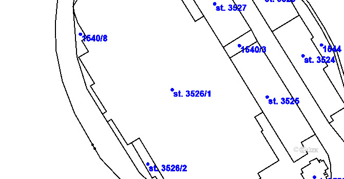 Parcela st. 3526/1 v KÚ Blansko, Katastrální mapa