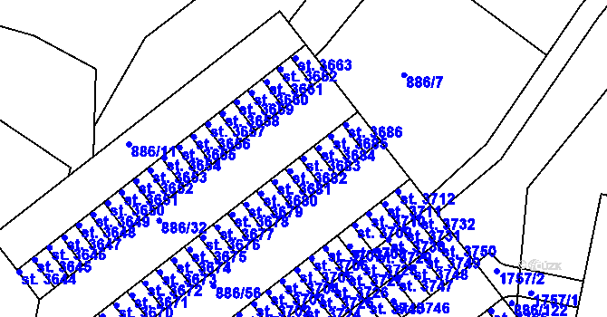 Parcela st. 3683 v KÚ Blansko, Katastrální mapa