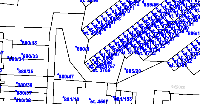 Parcela st. 3690 v KÚ Blansko, Katastrální mapa