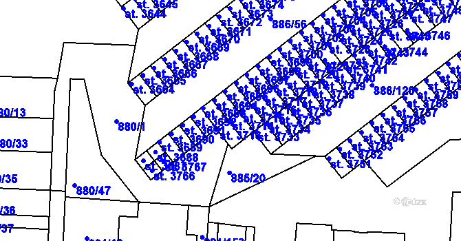 Parcela st. 3714 v KÚ Blansko, Katastrální mapa