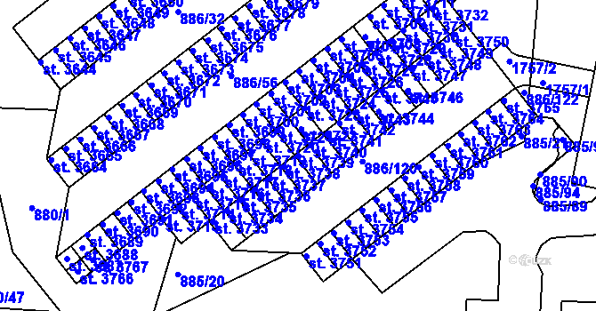 Parcela st. 3739 v KÚ Blansko, Katastrální mapa