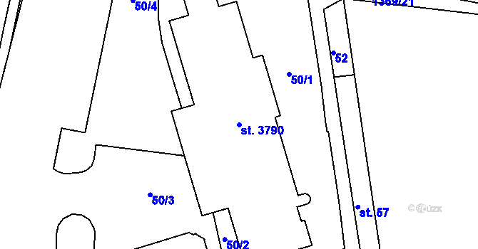 Parcela st. 3790 v KÚ Blansko, Katastrální mapa